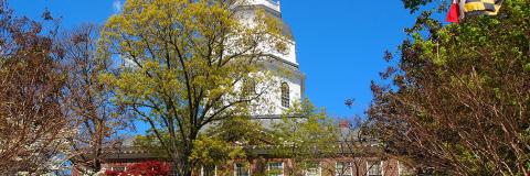 Exterior shot of the Maryland State House in Annapolis.