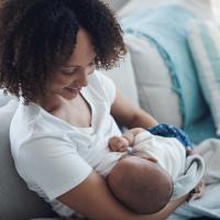 Mom breastfeeding her baby. 