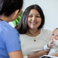 Mom and infant at the doctor's office. 