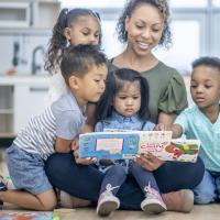 Reading group at child care. 