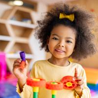 Little girl at kindergarten.