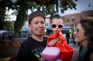New Mexico Young parents and toddler girl in sunglasses.