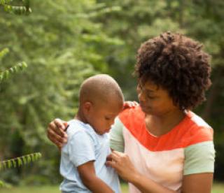 Mother talking with her son 