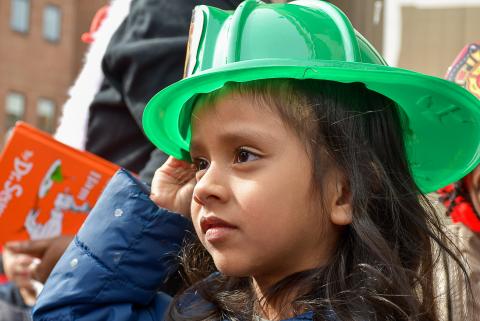 Little girl with fire hat